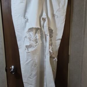 American Eagle Outfitters High Rise Distressed White Jeans